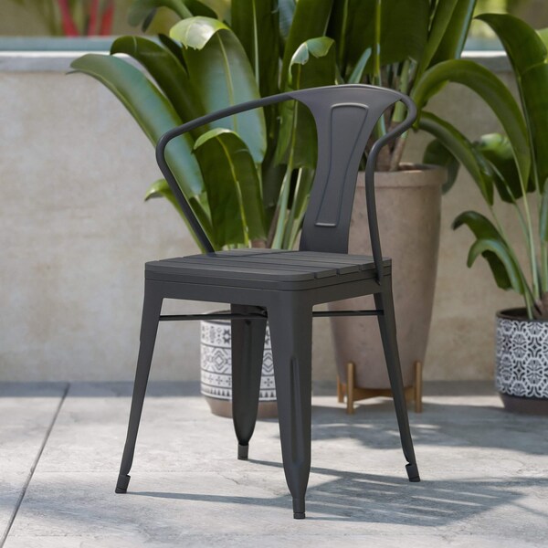 Flash Furniture Black Patio Club Chairs with Poly Resin Seats, 2PK 2-SB-T11C-BK-GG - main